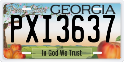 GA license plate PXI3637