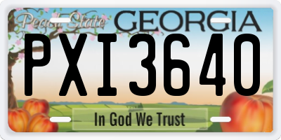 GA license plate PXI3640