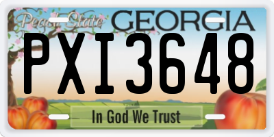 GA license plate PXI3648