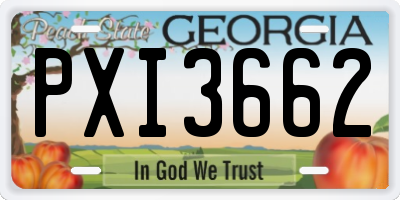 GA license plate PXI3662