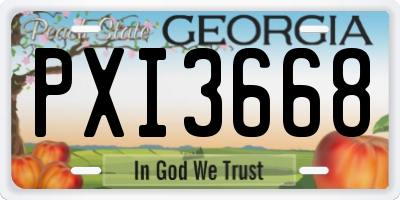 GA license plate PXI3668