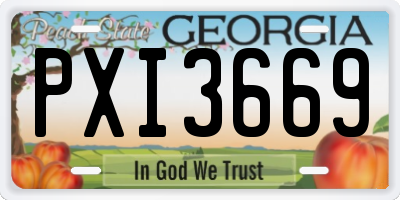 GA license plate PXI3669