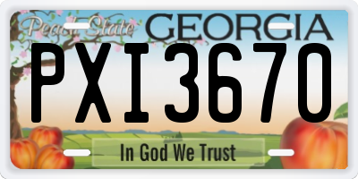 GA license plate PXI3670