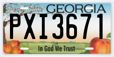 GA license plate PXI3671