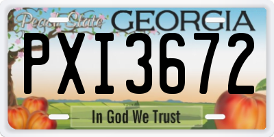 GA license plate PXI3672