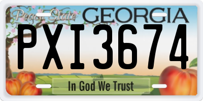 GA license plate PXI3674