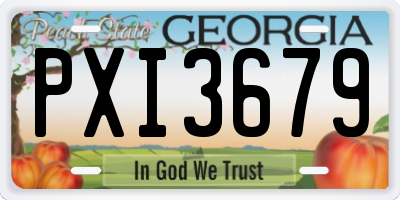 GA license plate PXI3679