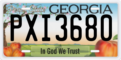GA license plate PXI3680