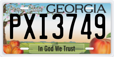 GA license plate PXI3749