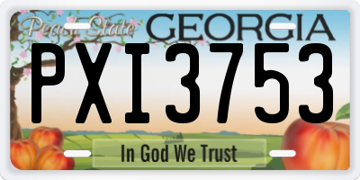 GA license plate PXI3753