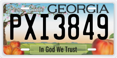 GA license plate PXI3849