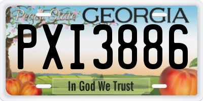 GA license plate PXI3886