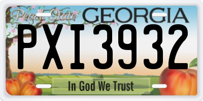 GA license plate PXI3932