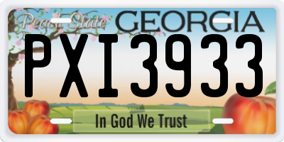GA license plate PXI3933