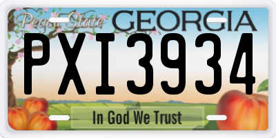 GA license plate PXI3934