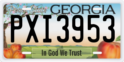 GA license plate PXI3953