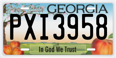 GA license plate PXI3958