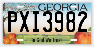 GA license plate PXI3982