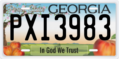 GA license plate PXI3983