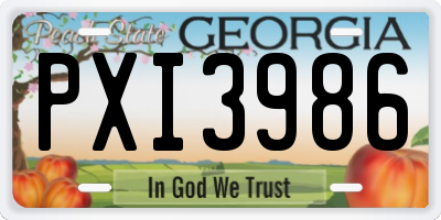 GA license plate PXI3986