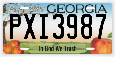 GA license plate PXI3987