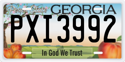 GA license plate PXI3992