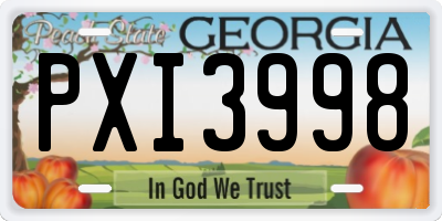 GA license plate PXI3998