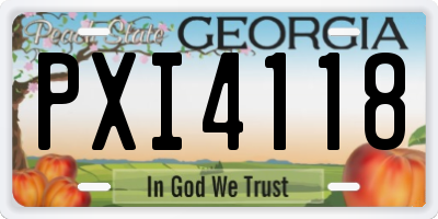GA license plate PXI4118
