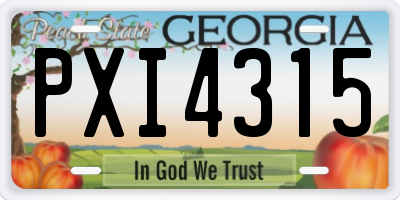 GA license plate PXI4315