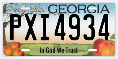 GA license plate PXI4934