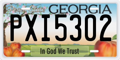 GA license plate PXI5302