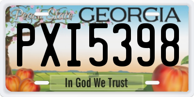 GA license plate PXI5398