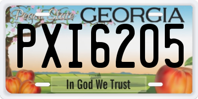 GA license plate PXI6205