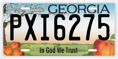 GA license plate PXI6275