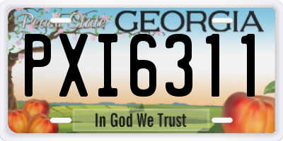 GA license plate PXI6311