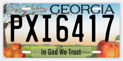 GA license plate PXI6417
