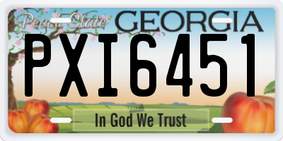 GA license plate PXI6451