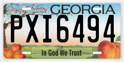 GA license plate PXI6494