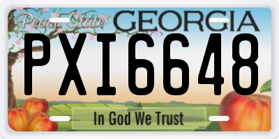 GA license plate PXI6648