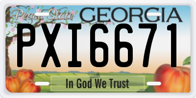 GA license plate PXI6671
