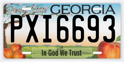 GA license plate PXI6693