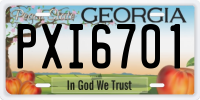 GA license plate PXI6701