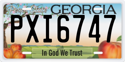 GA license plate PXI6747
