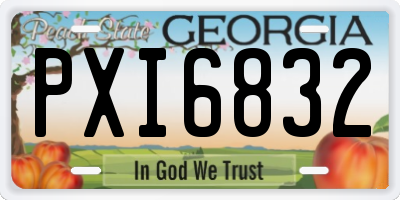 GA license plate PXI6832