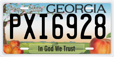 GA license plate PXI6928