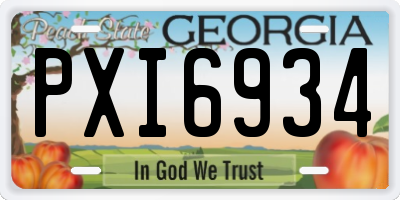 GA license plate PXI6934