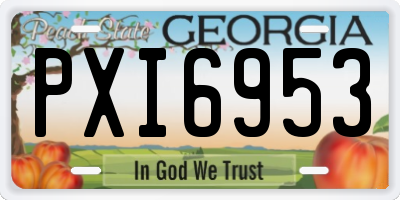 GA license plate PXI6953