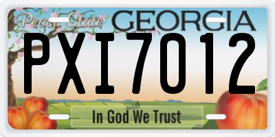 GA license plate PXI7012