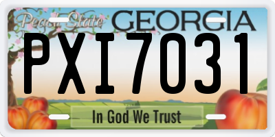 GA license plate PXI7031