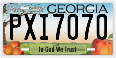GA license plate PXI7070
